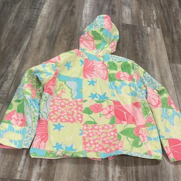 Lilly Pulitzer Girls Kids Floral Reversible Full Zip Hooded Jacket Pink Multi 8 - Picture 4 of 9